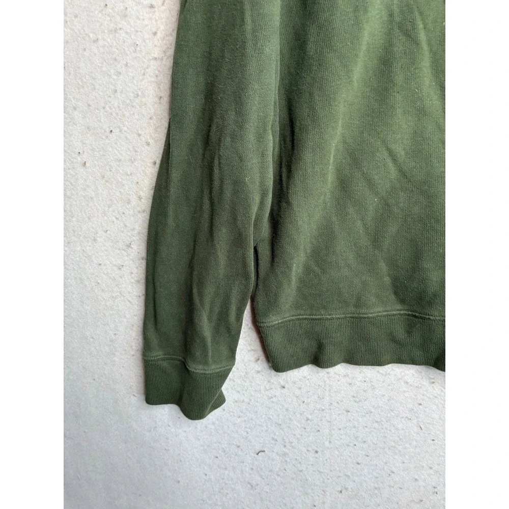 Lands End Mens Quarter Zip Pullover Sweater Olive Green Cotton 447688 Size M